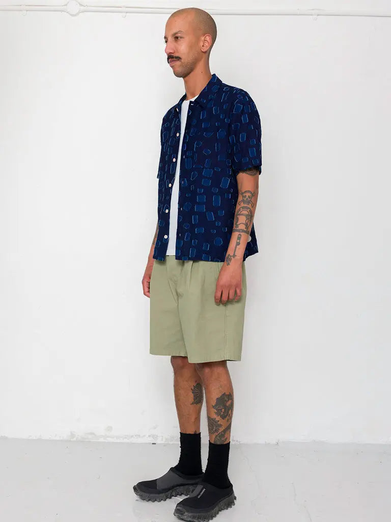Gabe Shirt- Indigo Irregular Dot Folk Shirts