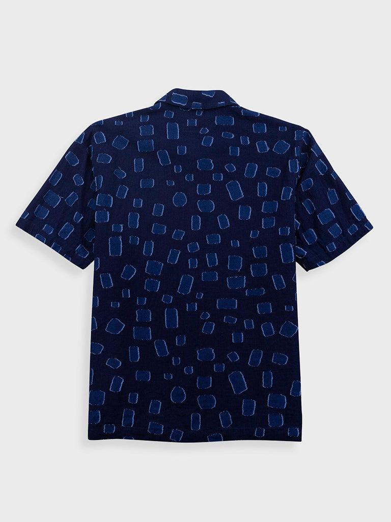 Gabe Shirt- Indigo Irregular Dot Folk Shirts