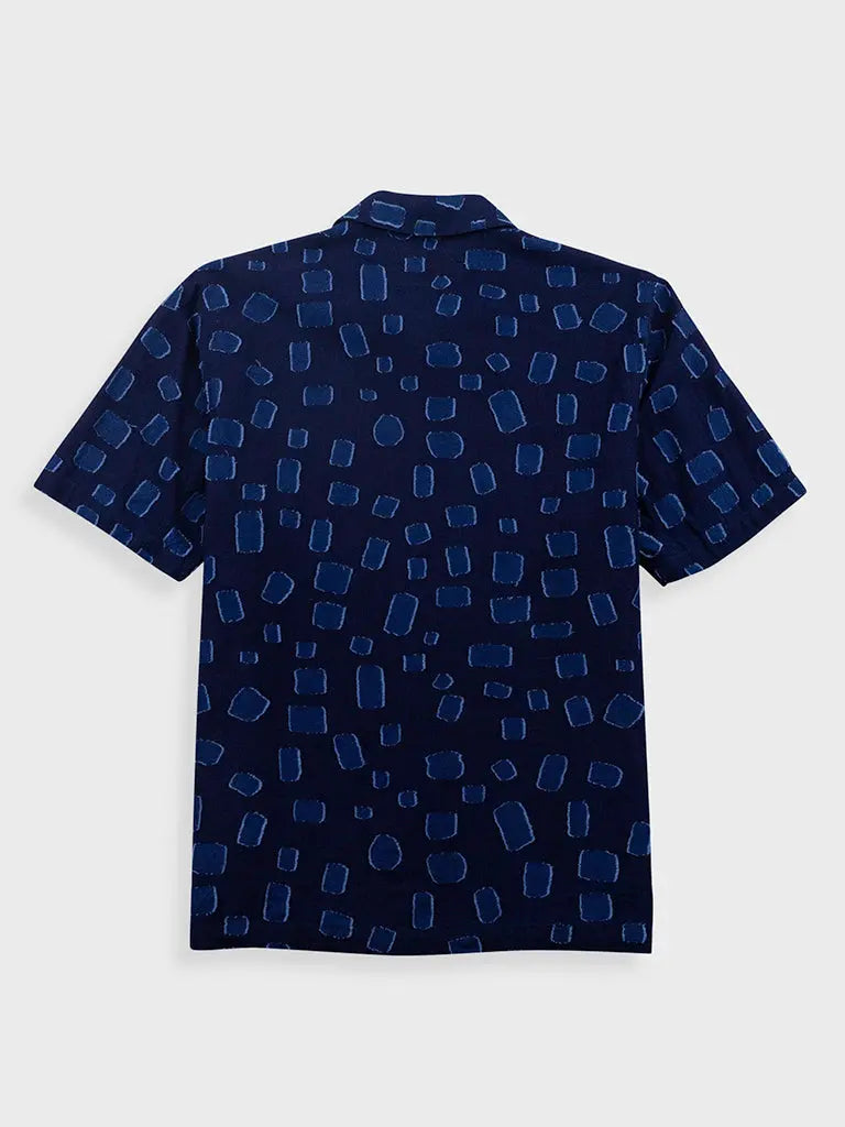Gabe Shirt- Indigo Irregular Dot Folk Shirts