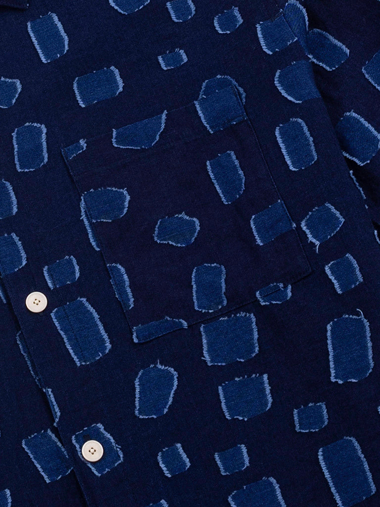 Gabe Shirt- Indigo Irregular Dot Folk Shirts