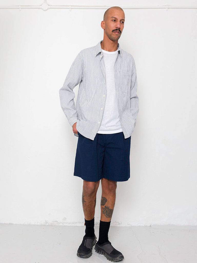 Easy Fit Shirt- Soft Blue Mini Check Folk Shirts