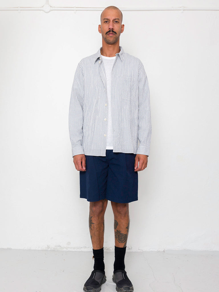 Easy Fit Shirt- Soft Blue Mini Check Folk Shirts