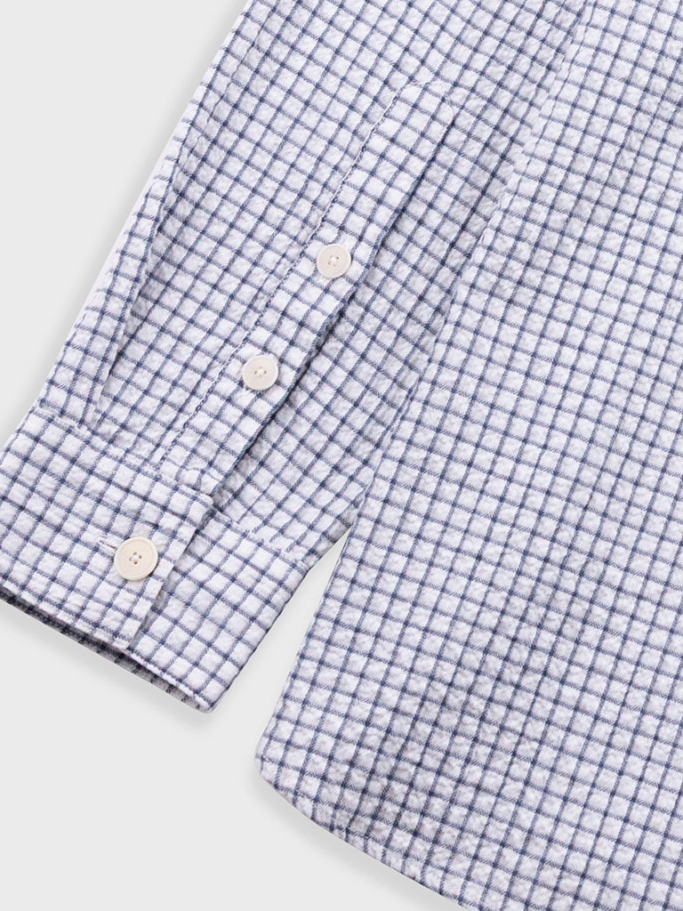 Easy Fit Shirt- Soft Blue Mini Check Folk Shirts