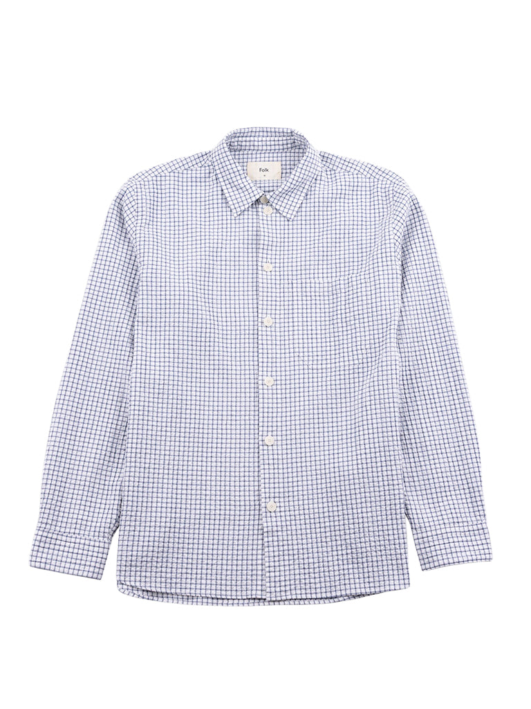 Easy Fit Shirt- Soft Blue Mini Check Folk Shirts