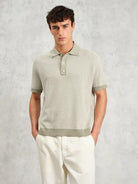 Turin Knit Polo- Light Khaki Wax London