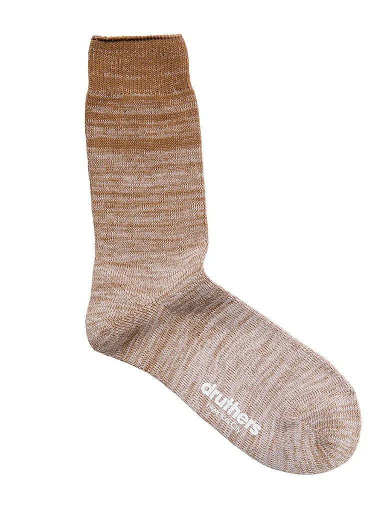 Organic Cotton Gradient Crew Sock - Brown/Taupe - Eames NW