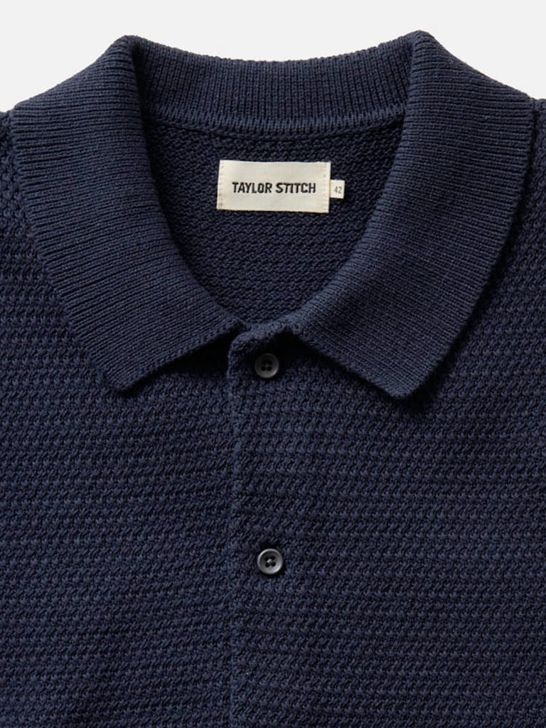 Button Down Polo- Dark Navy Crochet Taylor Stitch Shirts