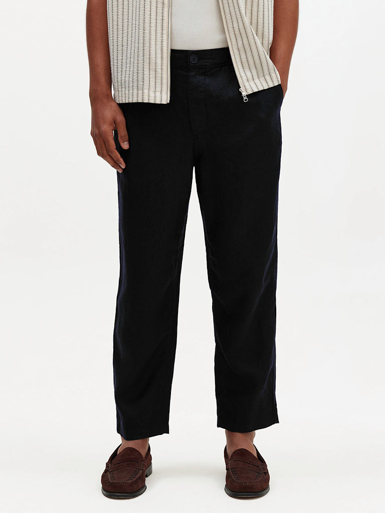 Kurt Trouser- Black Washed Linen Wax London Shirts