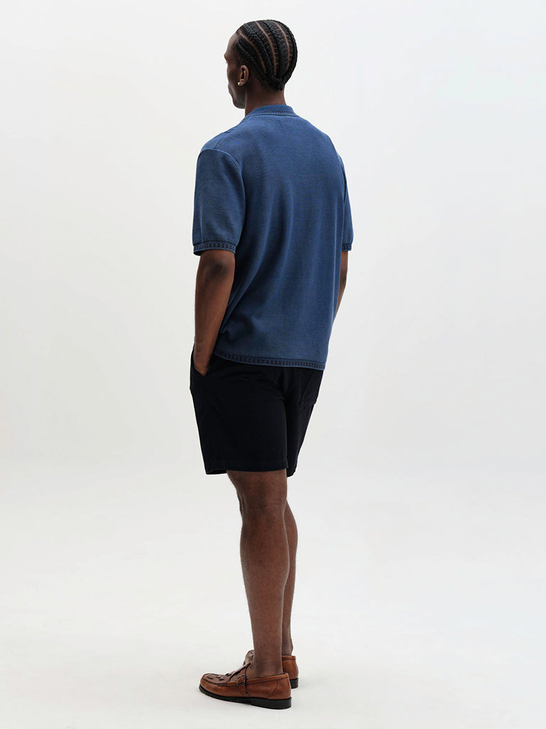 Ivy- Washed Blue Cotton Knit Wax London Shirts