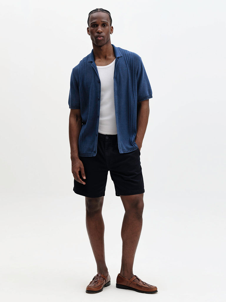 Ivy- Washed Blue Cotton Knit Wax London Shirts