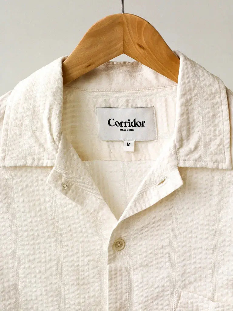 Striped Seersucker Shirt- White Corridor