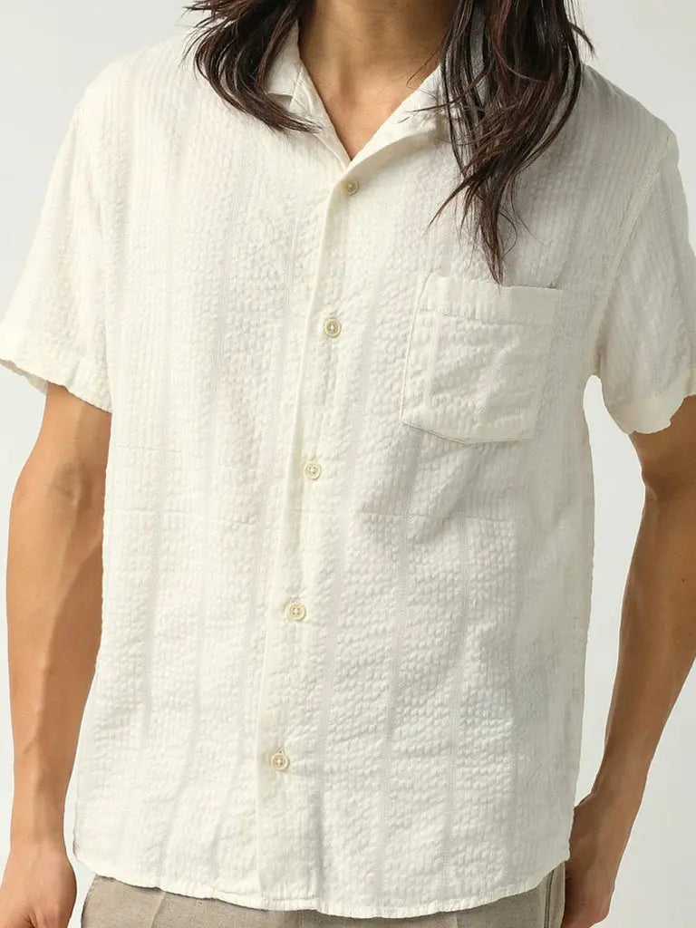 Striped Seersucker Shirt- White