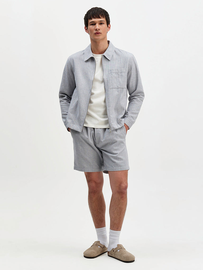Eldon- Light Blue Herringbone Cotton Wax London Jackets