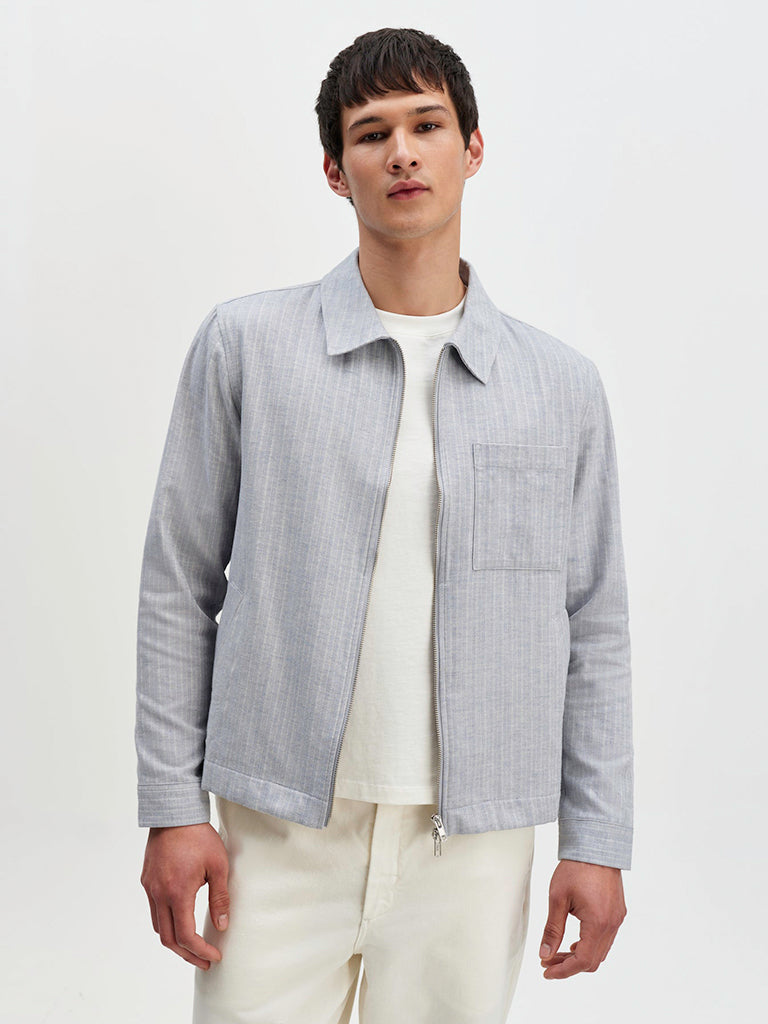 Eldon- Light Blue Herringbone Cotton Wax London Jackets