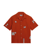 Didcot- Terracotta And Ecru Scribble Applique Wax London Shirts
