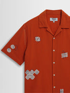 Didcot- Terracotta And Ecru Scribble Applique Wax London Shirts