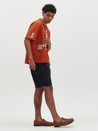 Didcot- Terracotta And Ecru Scribble Applique Wax London Shirts