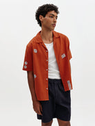 Didcot- Terracotta And Ecru Scribble Applique Wax London Shirts