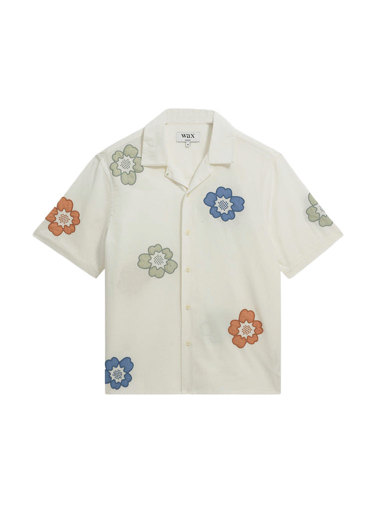 Didcot- Ecru And Multicolour Floral Applique Wax London Shirts