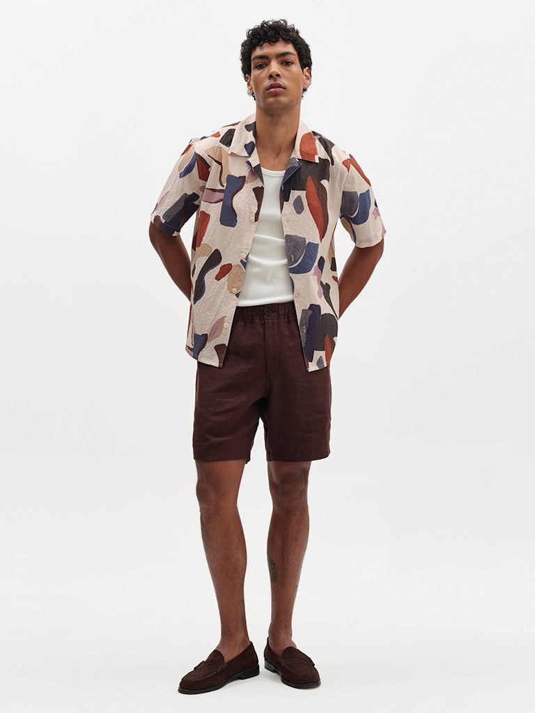 Didcot - Ecru And Multicolour Abstract Shapes Wax London Shirts