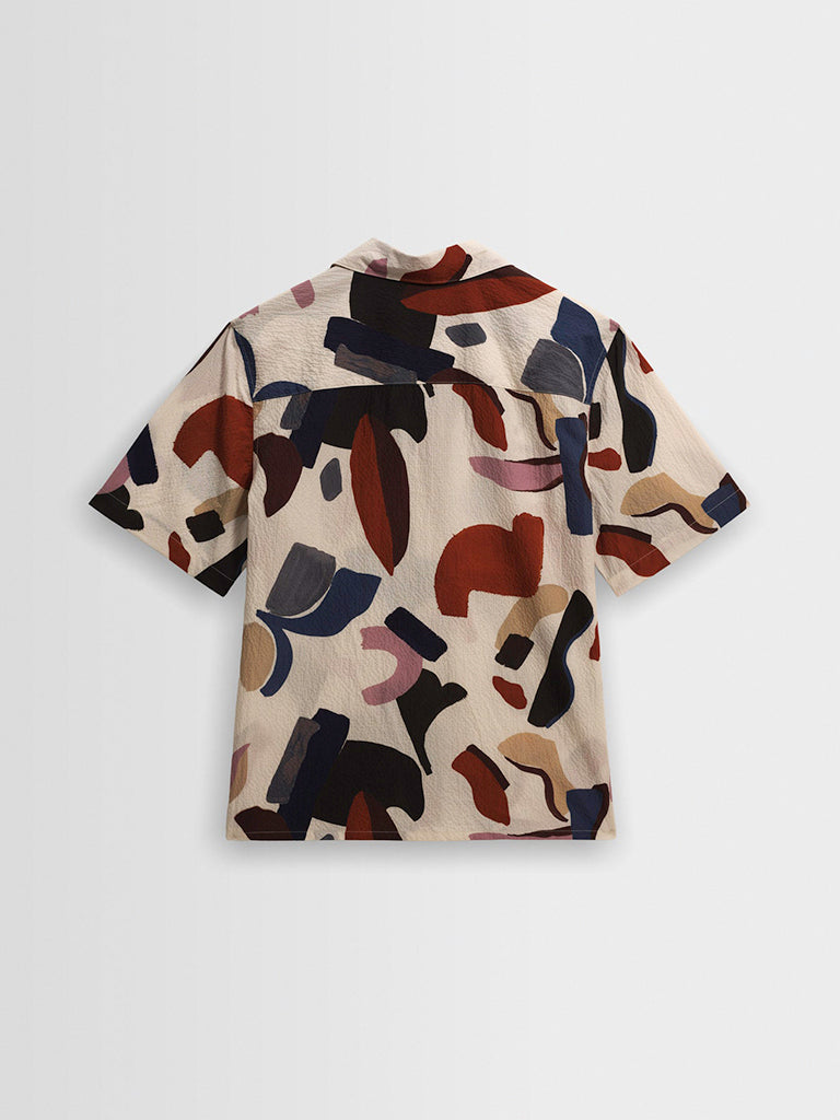 Didcot - Ecru And Multicolour Abstract Shapes Wax London Shirts