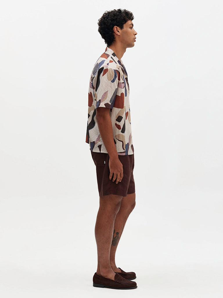Didcot - Ecru And Multicolour Abstract Shapes Wax London Shirts