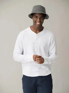 Pointelle Henley- White Save Khaki United