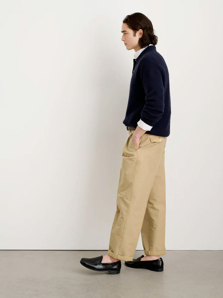 Mill Double Pleated Pant In Vintage Twill- Vintage Khaki Alex Mill Pants