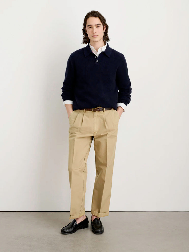 Mill Double Pleated Pant In Vintage Twill- Vintage Khaki Alex Mill Pants