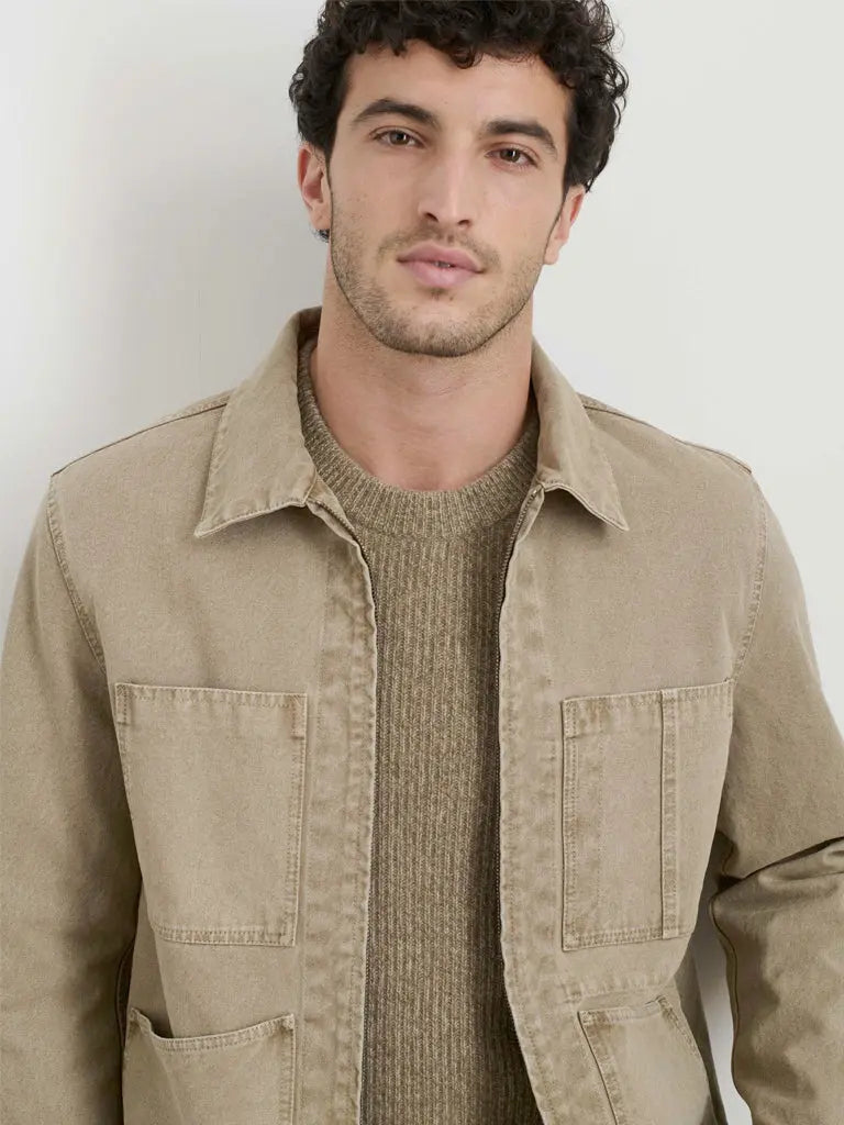 Garment Dyed Zip Work Jacket- Stoneware Alex Mill