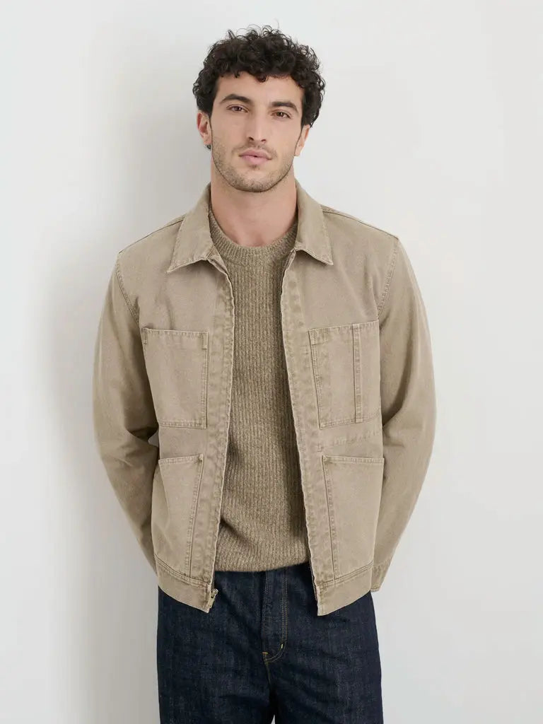 Garment Dyed Zip Work Jacket- Stoneware Alex Mill