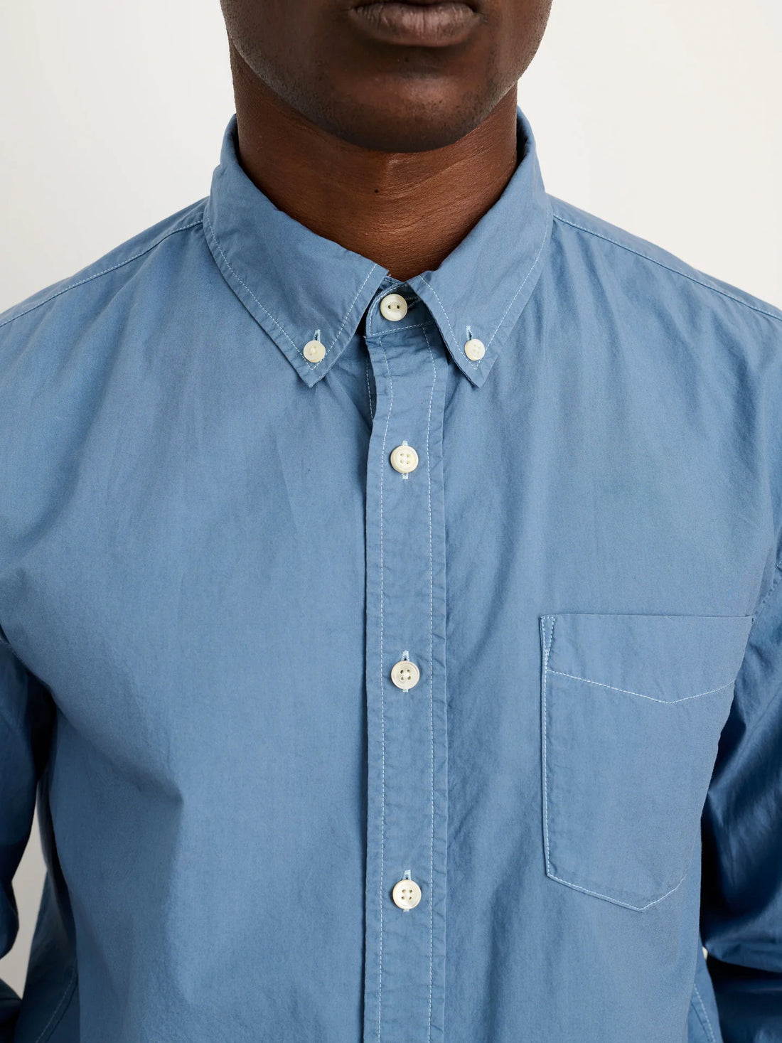 Mill Shirt in Paper Poplin- Faded Delft Blue
