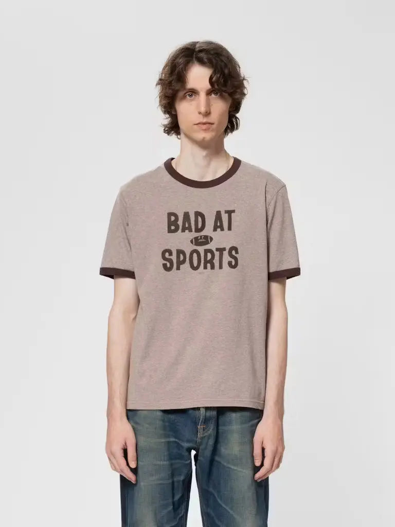 Bad At Sport Tee- Greymelange Nudie