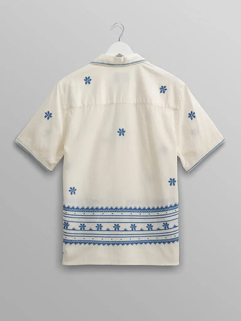 Didcot Shirt- Daisy Embroidery Ecru/Blue - Eames NW