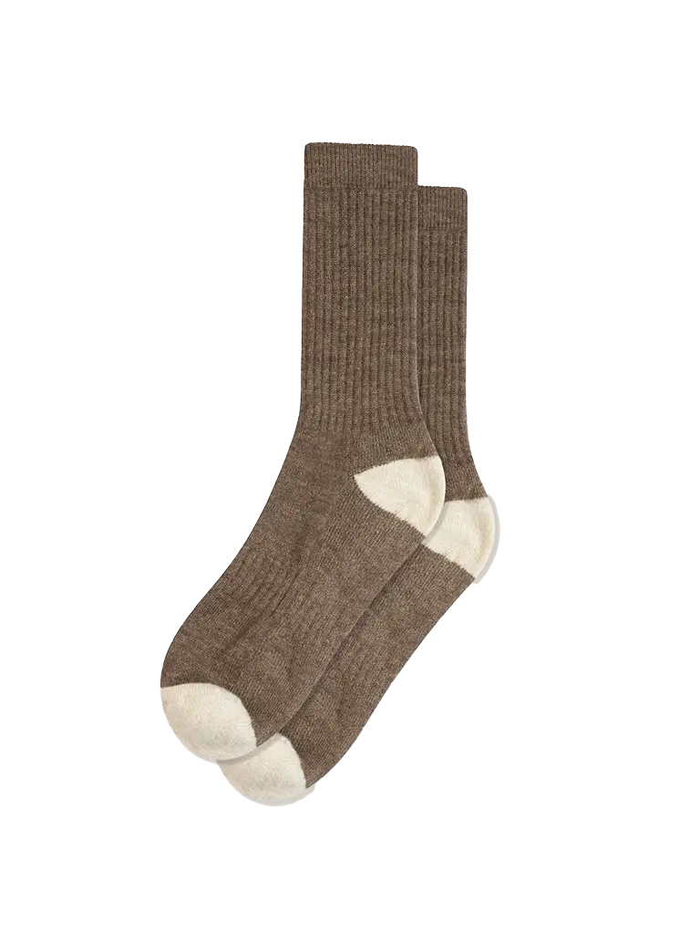 Elgin Wool Socks- Umber Brown/Ecru Kestin