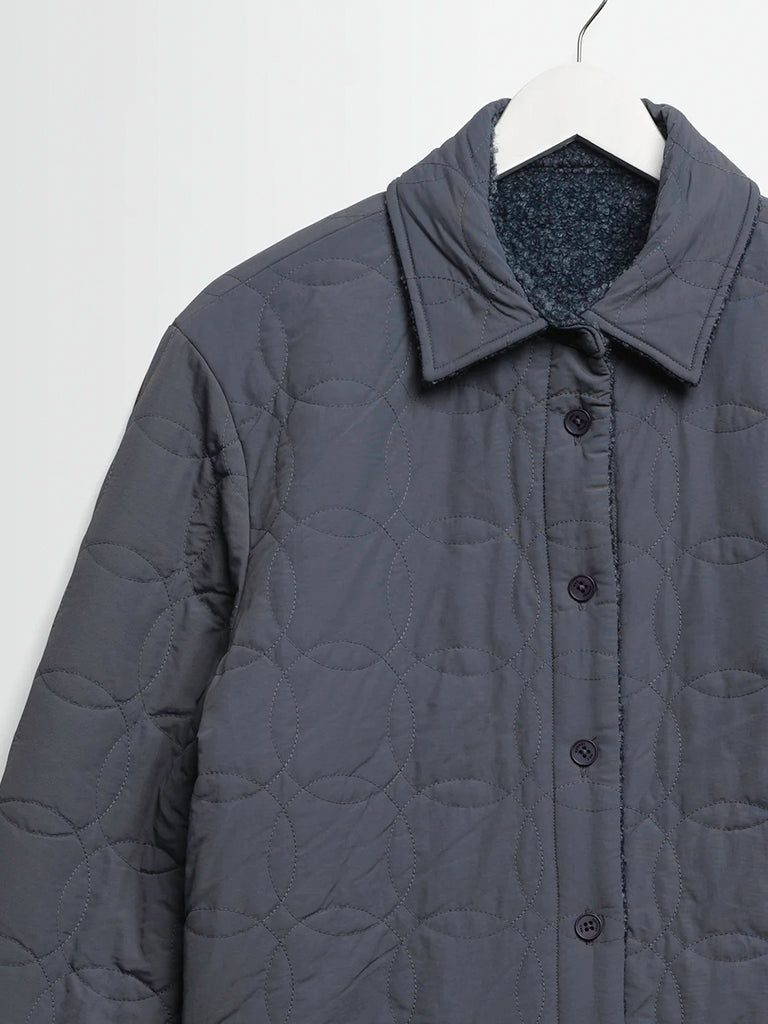 Mount Reversible Overshirt- Grey Bobble Wool Wax London Jackets
