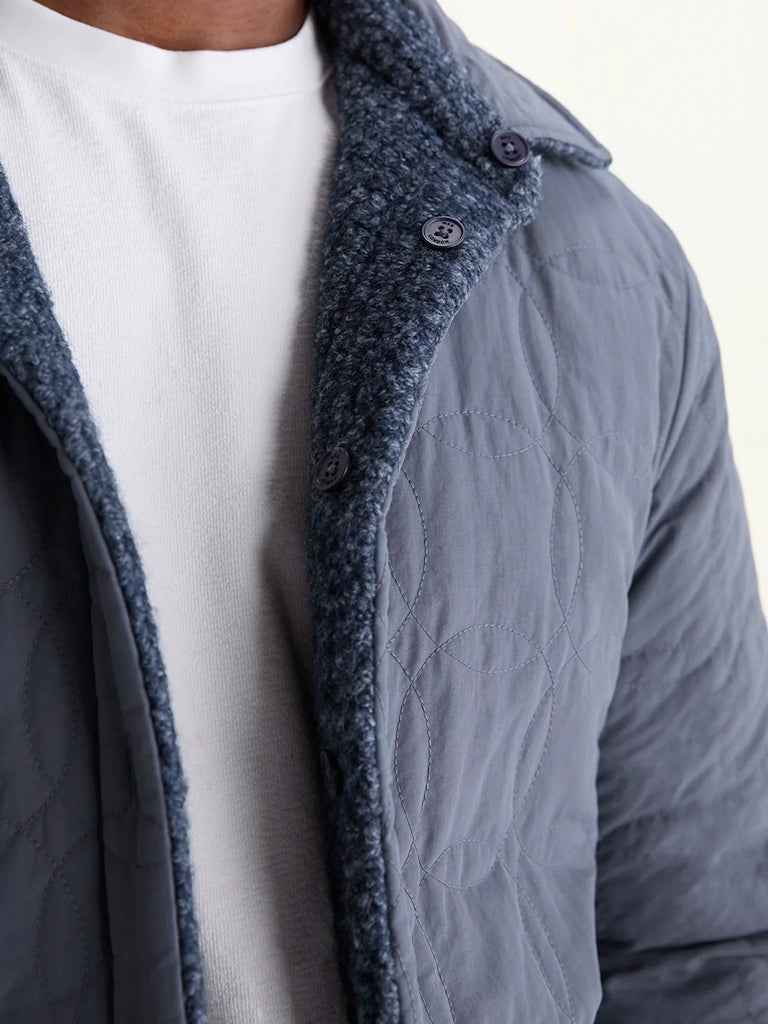 Mount Reversible Overshirt- Grey Bobble Wool Wax London Jackets