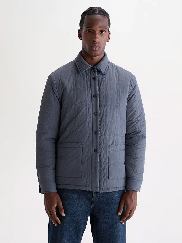 Mount Reversible Overshirt- Grey Bobble Wool Wax London Jackets