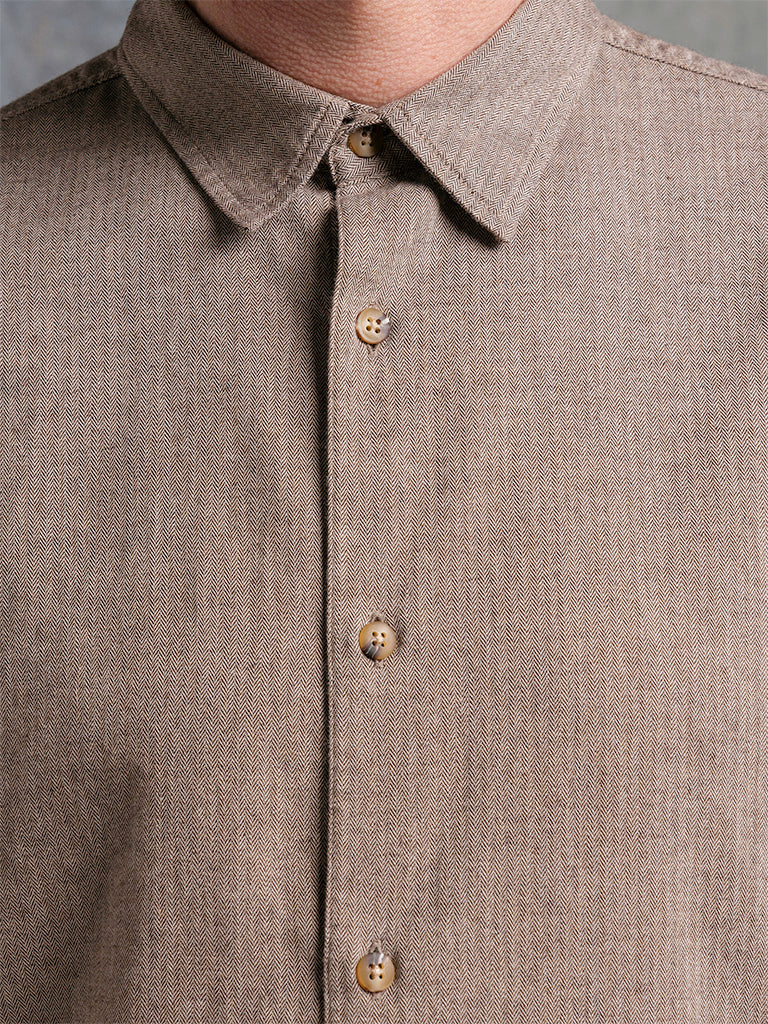 Dirleton Herringbone Shirt- Brown Kestin Shirts