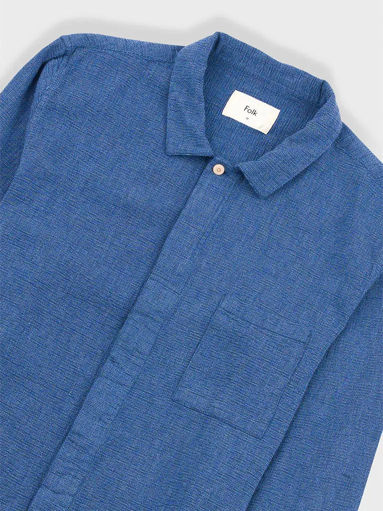 Patch Shirt- Indigo Basketweave Folk