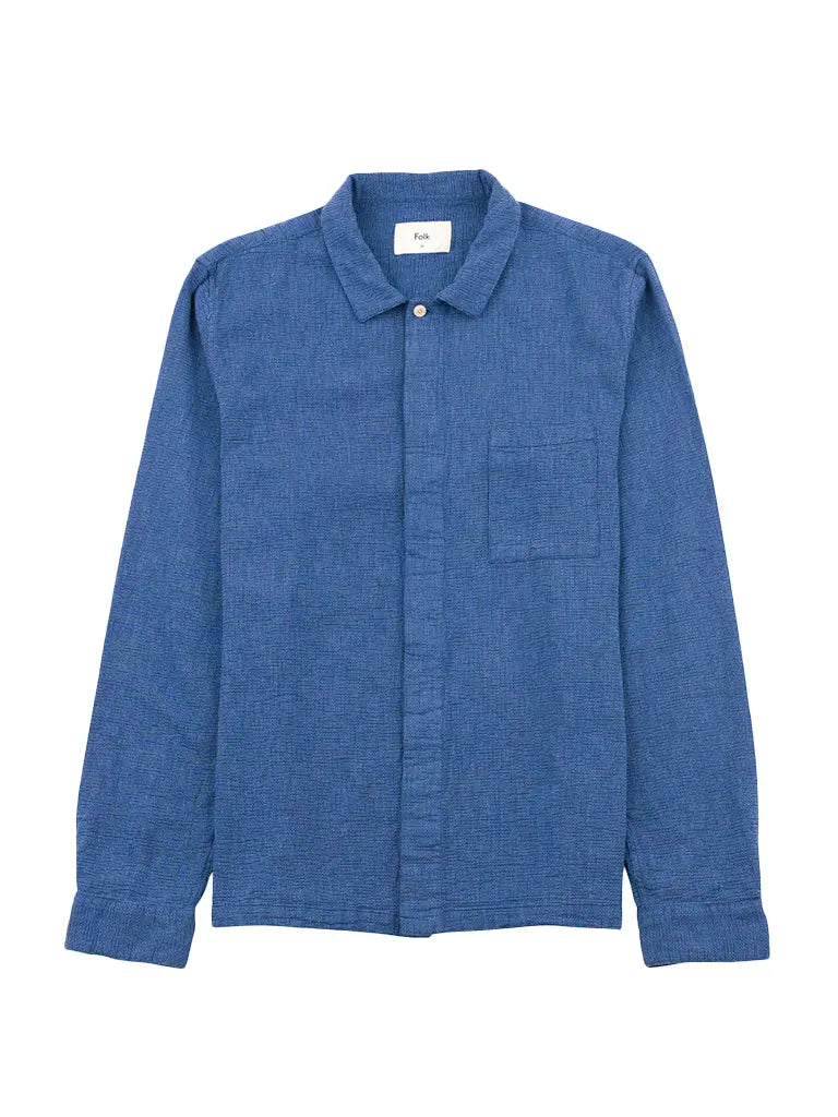 Patch Shirt- Indigo Basketweave Folk