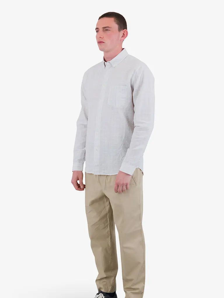 Relaxed Fit Shirt- Sage Microstripe Slub Folk