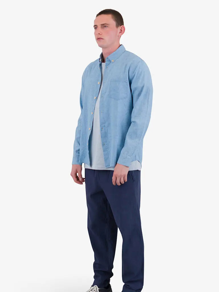 Relaxed Fit Shirt- Indigo Microcheck Folk