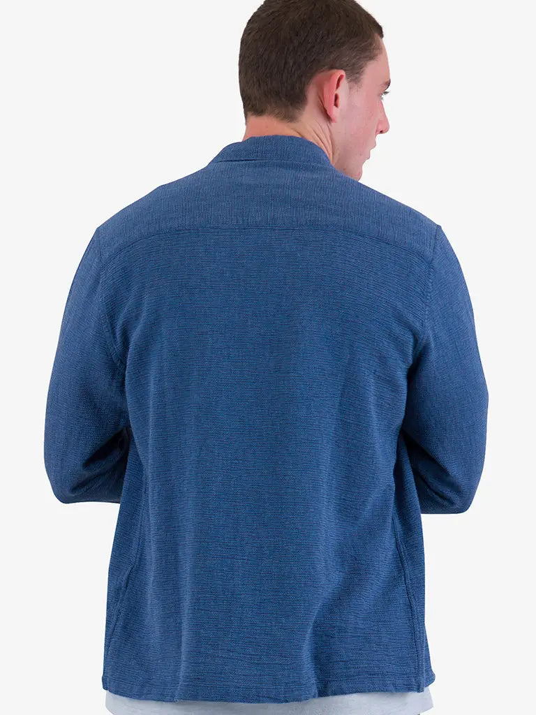 Patch Shirt- Indigo Basketweave Folk