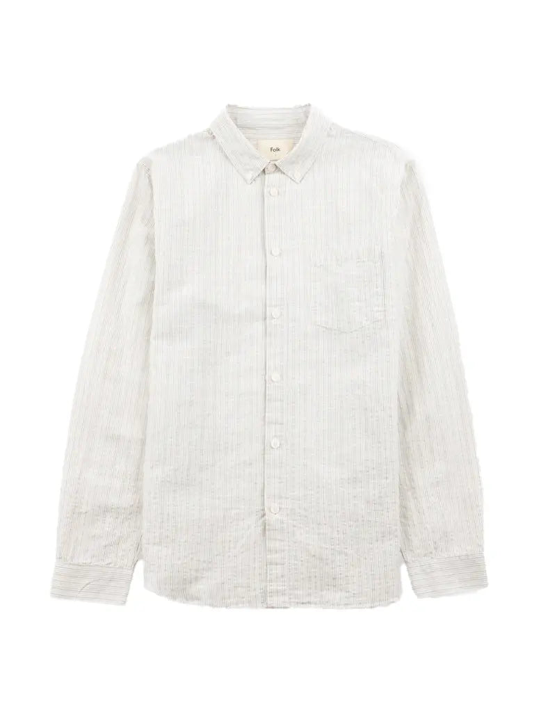 Relaxed Fit Shirt- Sage Microstripe Slub Folk