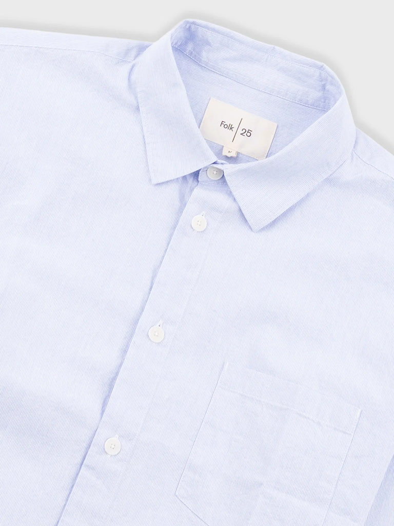 Relaxed Fit Shirt- Blue Microstripe Folk Shirts