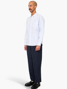 Relaxed Fit Shirt- Blue Microstripe Folk Shirts