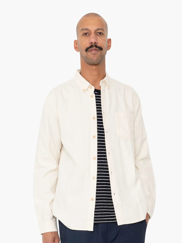 Relaxed Fit Shirt- Ecru Flannel Folk Shirts