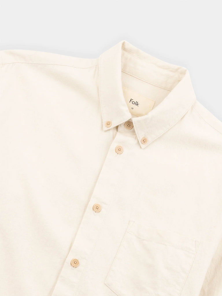 Relaxed Fit Shirt- Ecru Flannel Folk Shirts
