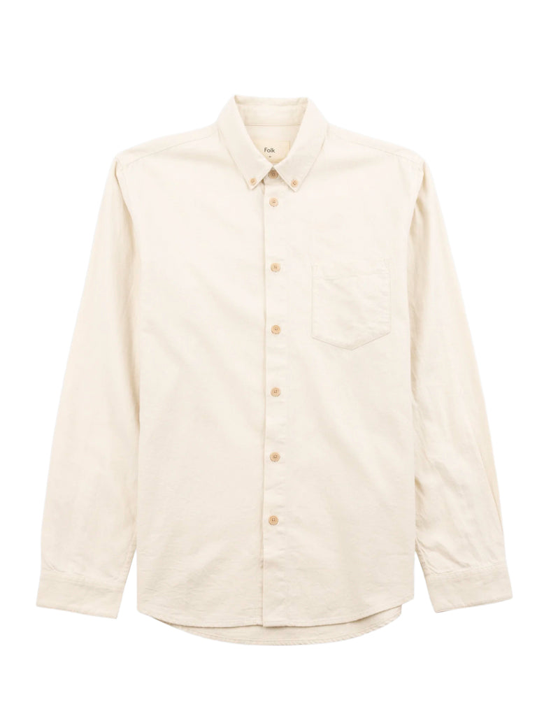 Relaxed Fit Shirt- Ecru Flannel Folk Shirts
